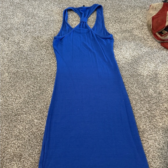 Royal Blue Ribbed Racer Back Casual Summer Tank Dress Beach Boat Coverup S Small - Picture 2 of 3